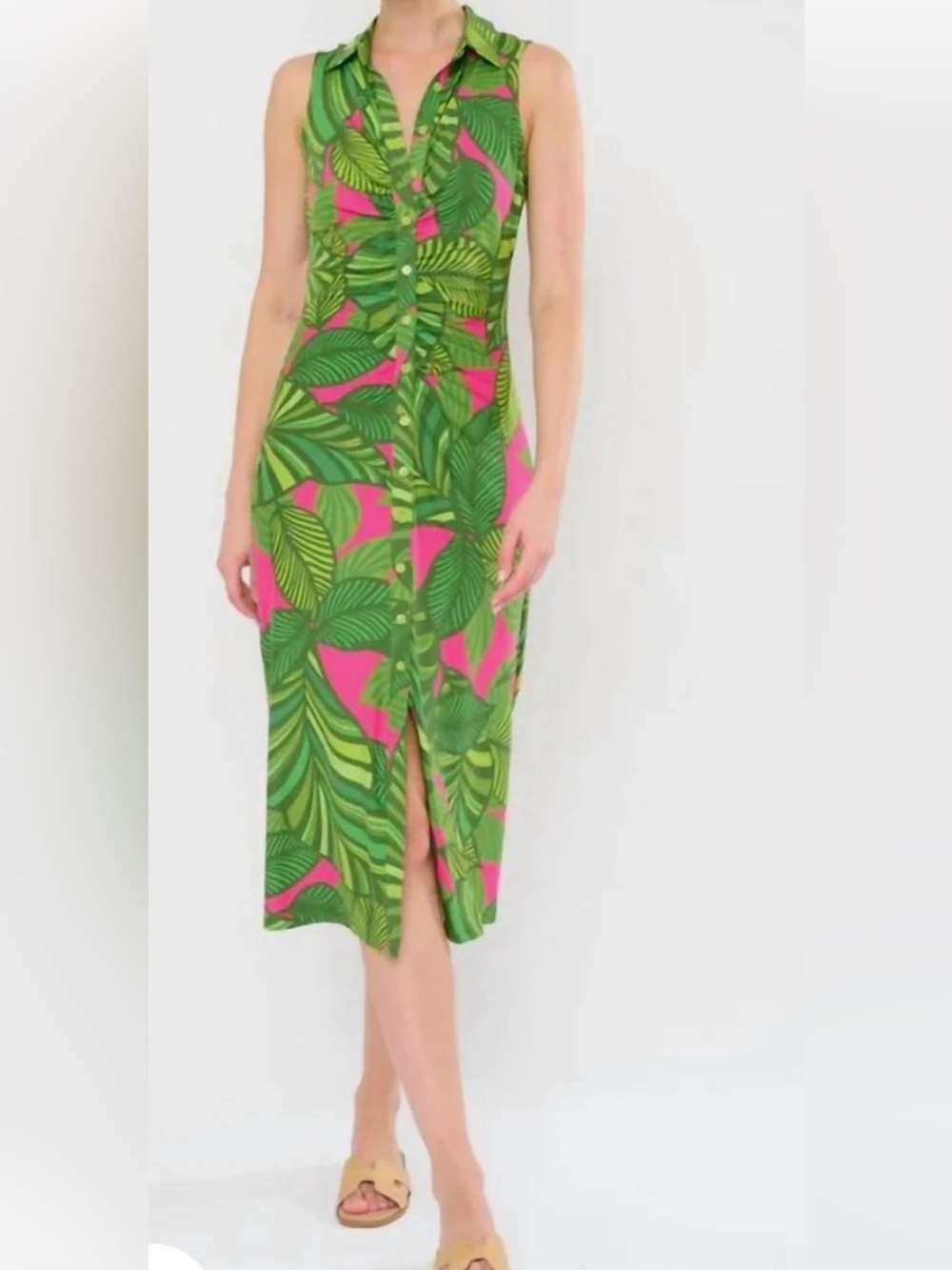 Farm Valle Long Dress In Green Sz M